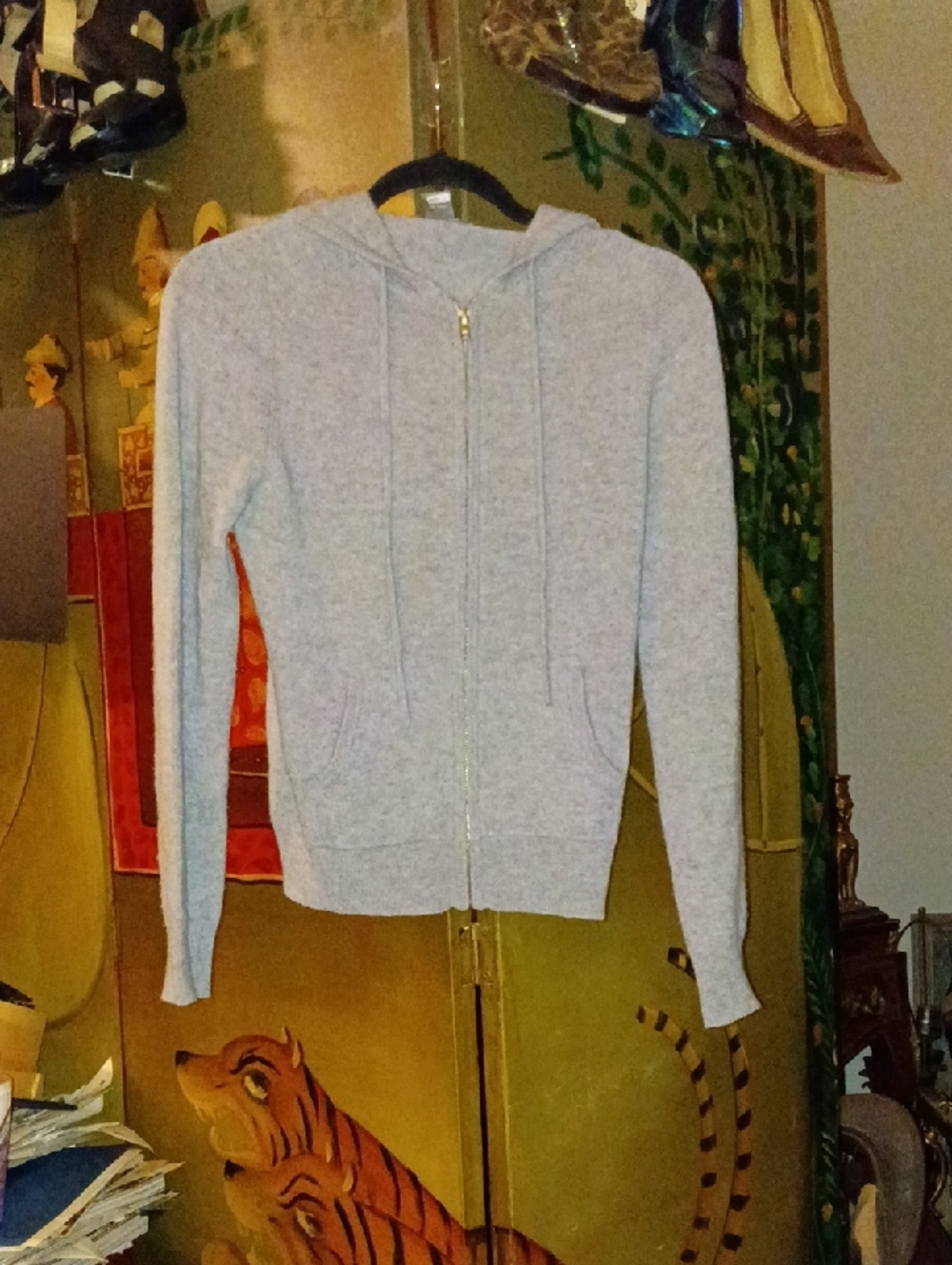 Vintage Neiman Marcus Cashmere Gray Zip-Up Hoodie